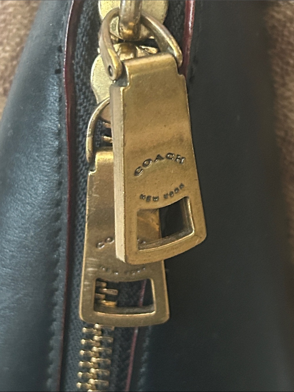Coach Lora Color-block Tan/Rust Leather Signature Logo Carryall Tote Bag Purse 👜 - Picture 7 of 16